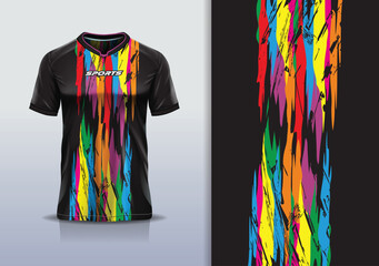 T-shirt mockup abstract texture grunge texture sport jersey design for football, soccer, racing, esports, running, black and full color © Nimpuna O