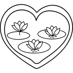Heart-Shaped Lily Pad Pond Line Art