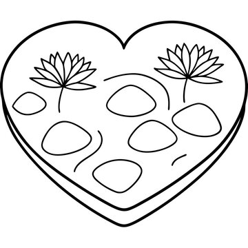 recommend clip art: Heart-Shaped Lily Pad Pond Line Art