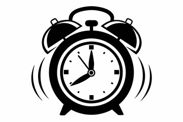 ringing alarm clock line art silhouette vector illustration