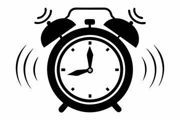 ringing alarm clock line art silhouette vector illustration