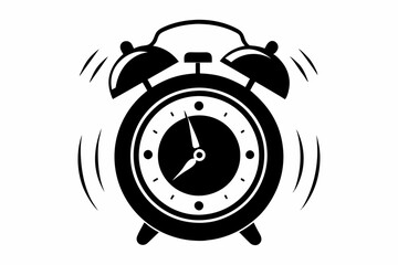 ringing alarm clock line art silhouette vector illustration