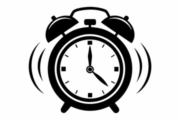 ringing alarm clock line art silhouette vector illustration