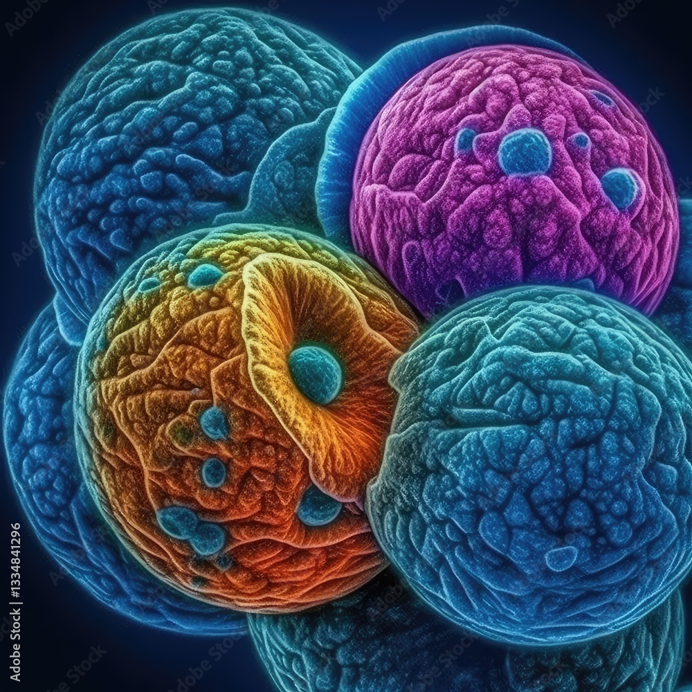 Aufkleber intricate aggregation of spheroidal cellular structures displaying complex surface textures and vibr