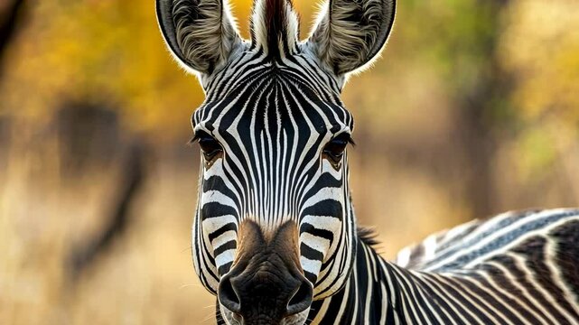 Majestic zebra in a natural habitat during a sunny afternoon in the African savannah