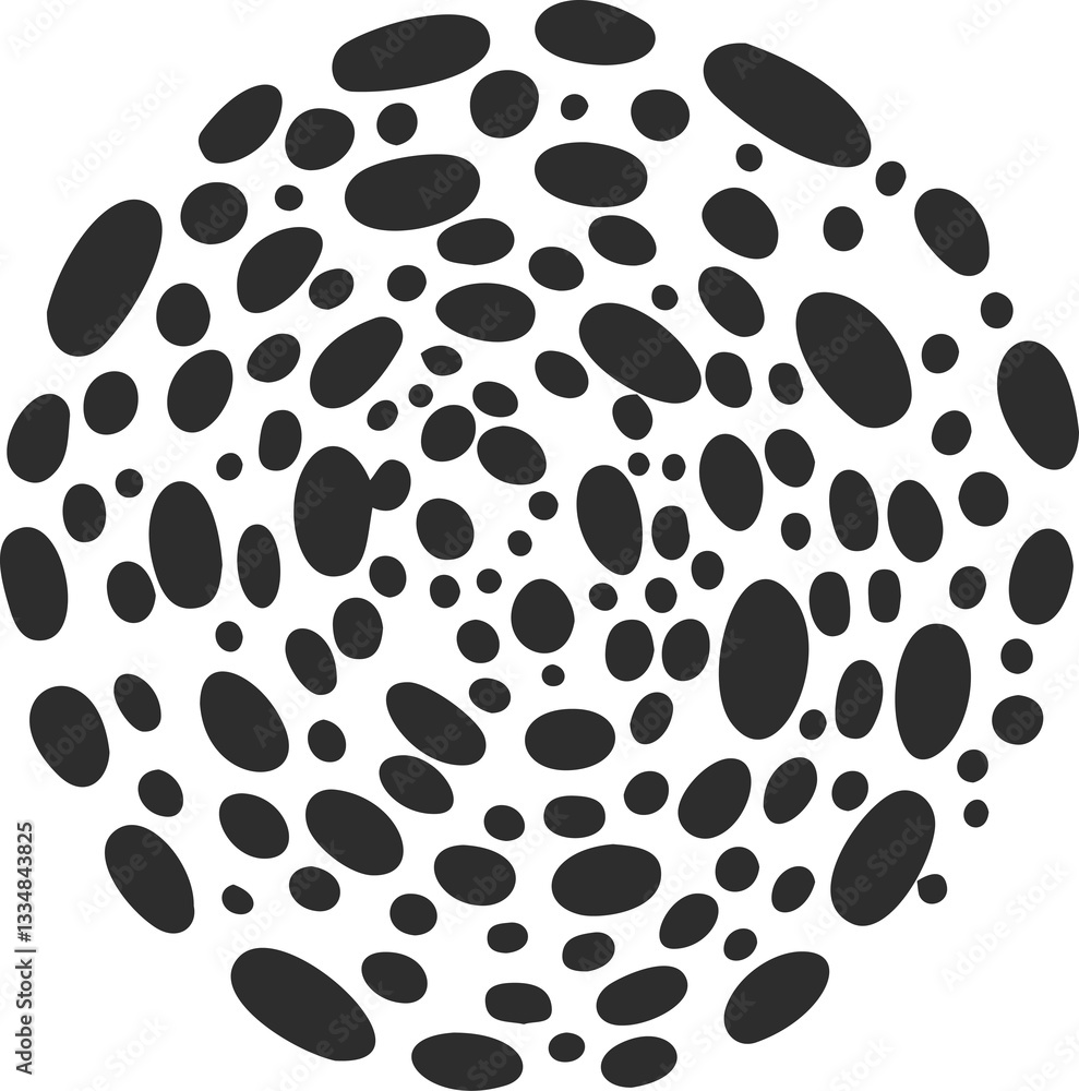 Poster textured circle with pattern. abstract vector hand drawn graphic in rounds. scribble design with dot