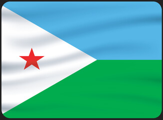 Naklejka premium 3d illustration flag of Djibouti. Djiboutia flag waving isolated on white background with clipping path. 