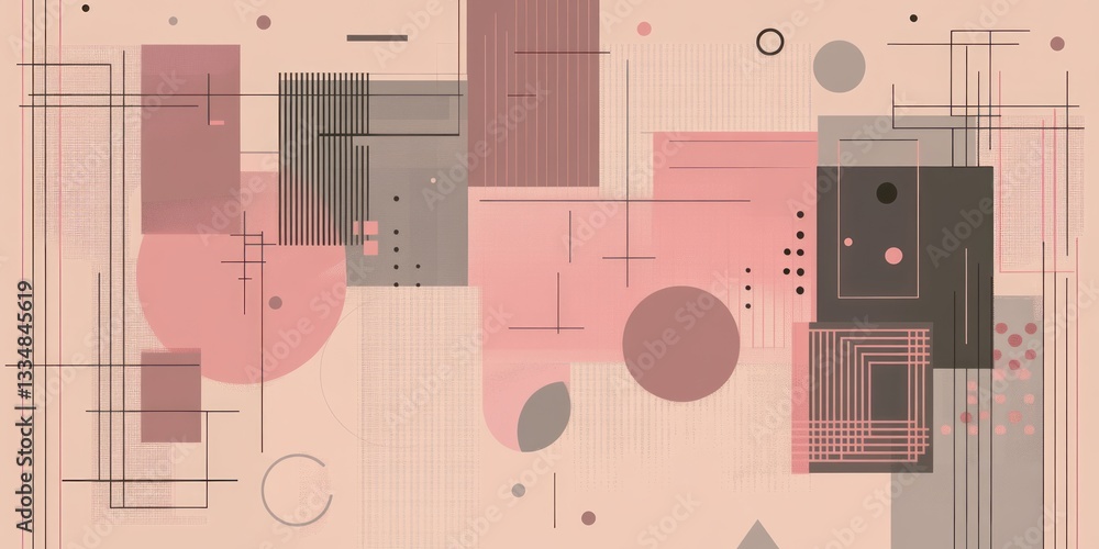 Poster geometric shapes interweave and intersect creating a modern abstract design