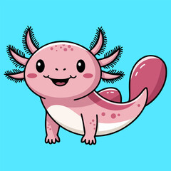 Axolotl mascot vector Cute Axolotl Swimming Cartoon Vector Icon Illustration.