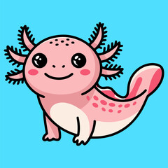 Axolotl mascot vector Cute Axolotl Swimming Cartoon Vector Icon Illustration.