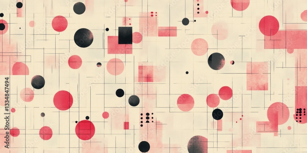 Poster abstract composition showcases geometric shapes with a textured background