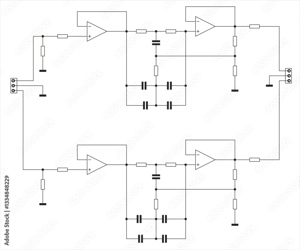Poster schematic diagram of electronic device on white sheet of paper. vector drawing electrical circuit wi