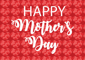 Happy Mother's Day Greeting Card Red Rose Heart Pattern Background Elegant Floral Typography Design