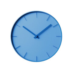 Blue clock on white background isolated on white or transparent png