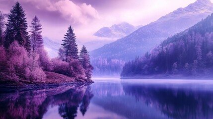 Fototapeta premium Fantasy Purple Mountains Landscape Wallpaper