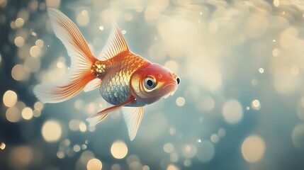 Golden Fish Soaring Amidst Sparkles, Symbolizing Growth and Success
