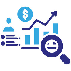 Market Analysis icon in Glyph Dual Color Style. Simple Vector Design. Simple Vector Glyph Icon
