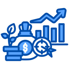 Rising icon in Blue Color Style. Simple Vector Design. Simple Vector Flat Icon