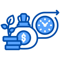 Investing Long Term icon in Blue Color Style. Simple Vector Design. Simple Vector Flat Icon