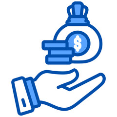 Funding icon in Blue Color Style. Simple Vector Design. Simple Vector Flat Icon