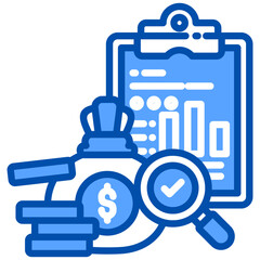 Evaluation Investment icon in Blue Color Style. Simple Vector Design. Simple Vector Flat Icon