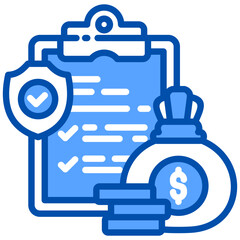 Investment Policy icon in Blue Color Style. Simple Vector Design. Simple Vector Flat Icon