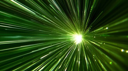 Obraz premium Abstract Green Light Rays Exploding in a Dynamic Light Show