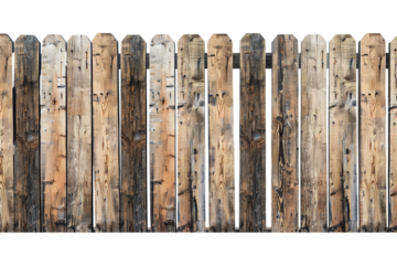 Old Rustic Wooden Fence on Transparent Background