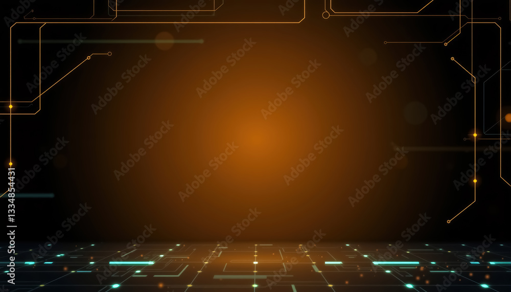 Fototapete futuristic interface background with circuit board lines and glowing elements tech