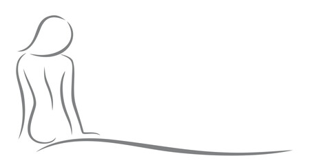The logo with figure of a sitting girl.
