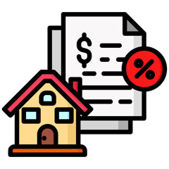 Estate Tax icon in Flat Color Style With Outline. Simple Vector Design. Simple Vector Flat Icon