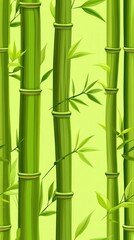 Obraz premium Beautiful seamless pattern of bamboo trees with lush green leaves creating a tranquil and natural atmosphere for design