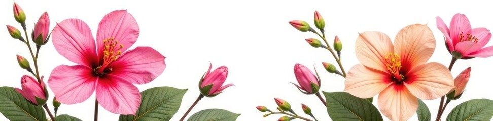 Large and lush blooming flowers against white background, flower, blossom