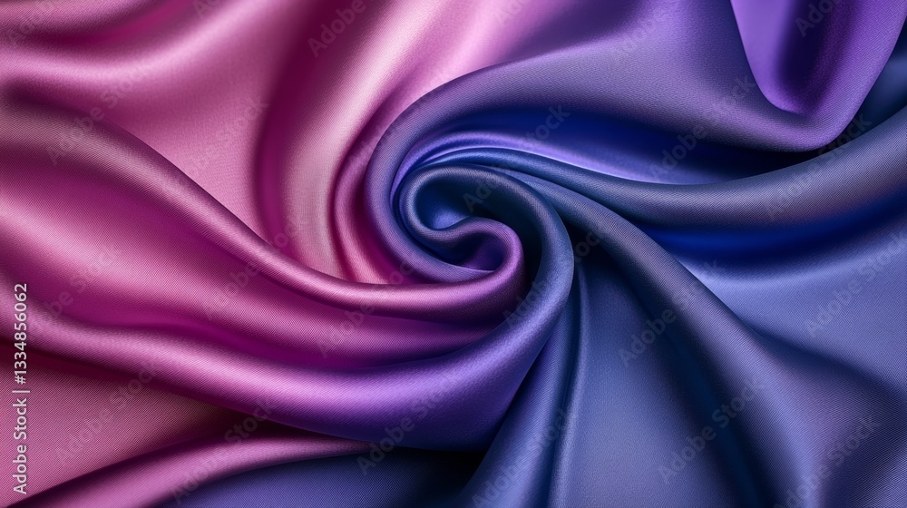 Aufkleber luxurious and soft swirling silk fabric with a smooth texture in vibrant shades of pink and deep blu