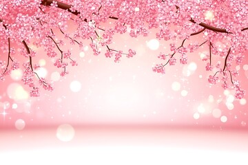 Fototapeta premium Romantic Sakura Blossoms Illustration on a Pink Gradient Background
