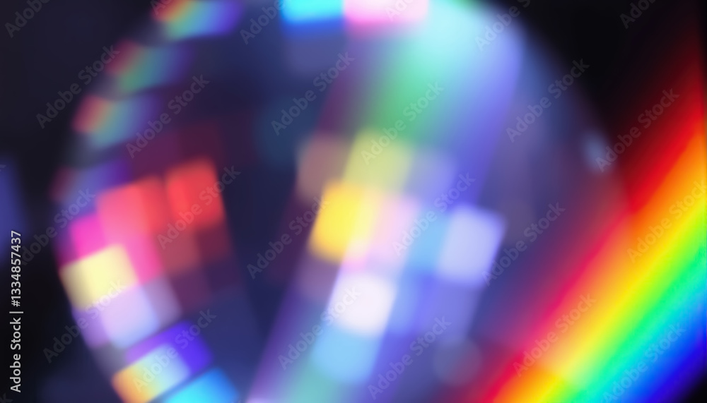 Poster Abstract prismatic sphere displaying blurred rectangular shapes in spectrum of vivid colors