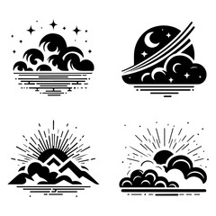 Dynamic Flow Cloud Collection Silhouette Vector Design
