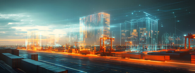 Fototapeta premium Digital Trade Hub with Global Connectivity