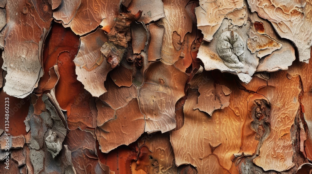 Poster macro shot of rough pine tree bark showcasing intricate patterns and textures in earth tone color pa