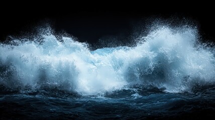 Obraz premium Abstract Blue Ocean Waves Splashing on Black Background