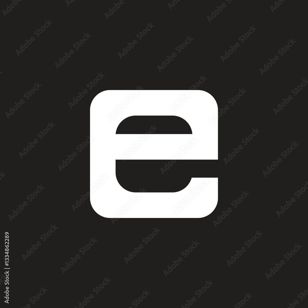 Fototapete rounded rectangle shape, lowercase e vector logo template.