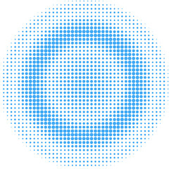 Abstract creative pattern pop art comic style blue halftone isolated on white background Vector. Dotted circle vector illustration. Abstract halftone background. Dot spray gradation for your design.