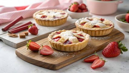 Individual Strawberry Rhubarb Pie Pastries with Fresh Berries 