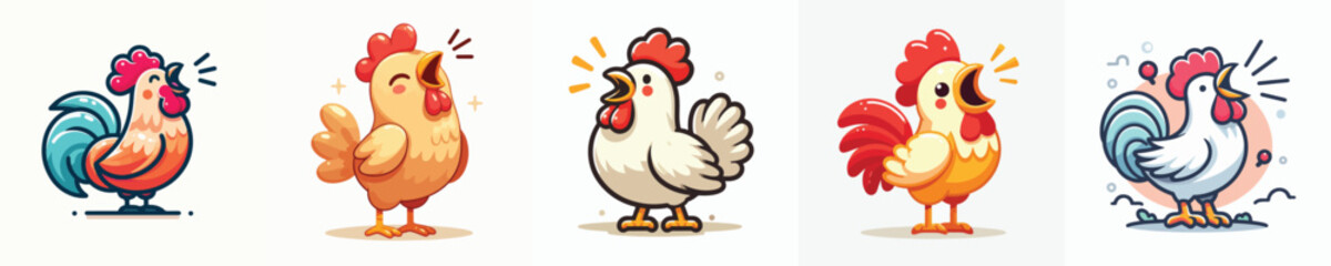 Vector of a rooster crowing.