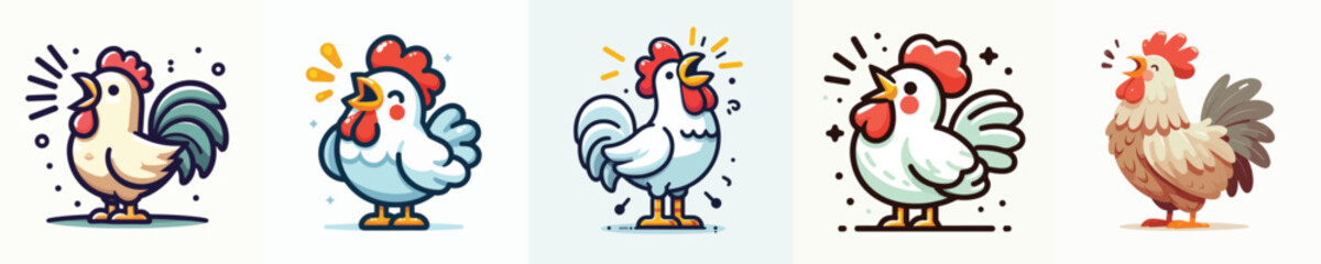 Vector of a rooster crowing.