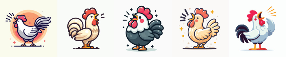 Vector of a rooster crowing.