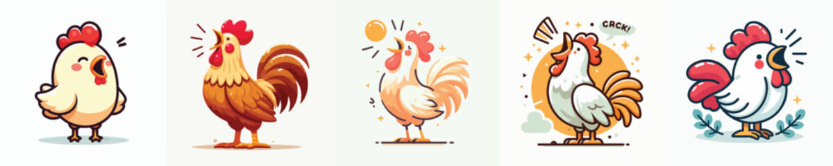 Vector of a rooster crowing.