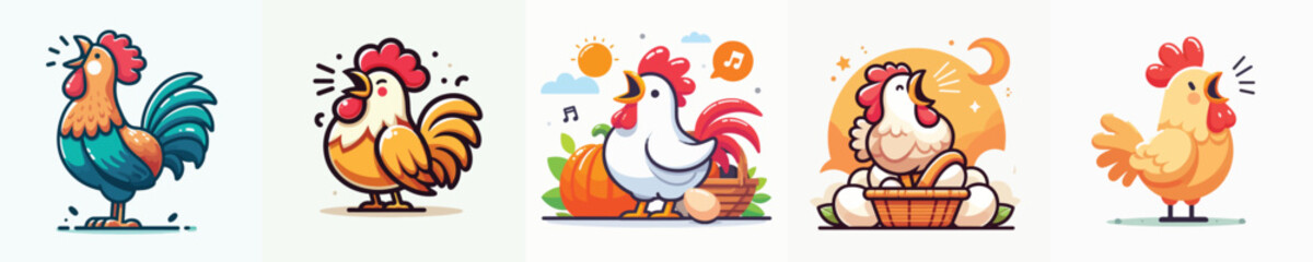 Vector of a rooster crowing.