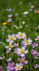 Delicate flowers of Leontice blooming in a lush green field, plants, spring field, flowering plants