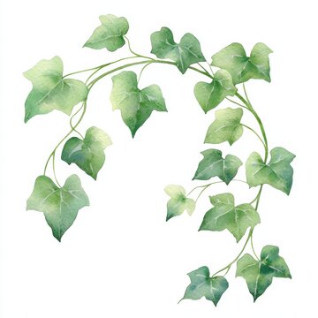 Watercolor ivy leaves artwork botanical illustration nature studio environment artistic viewpoint, isolated on white background